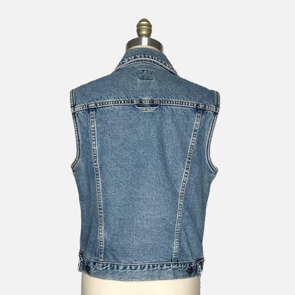 Vintage 90s Y2K Levi's Denim Blue Jean Vest Stonewashed Relaxed Fit Large Unisex - Picture 6 of 12